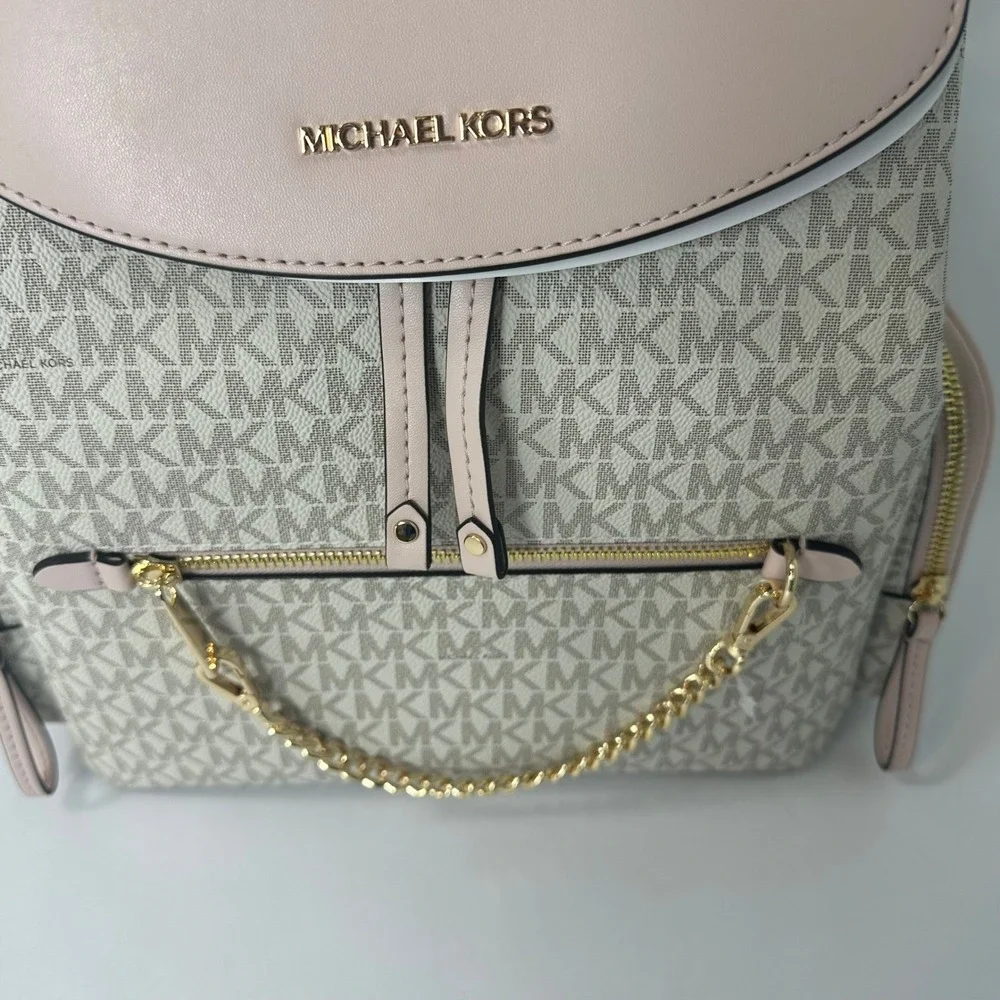 Michael Kors Jet Set Large Logo‎ Backpack Powder Blush/ Vanilla - New